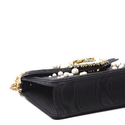 Dolce & Gabbana Moire Pearl Embellished Small Devotion Top Handle Bag Black 6 of 9