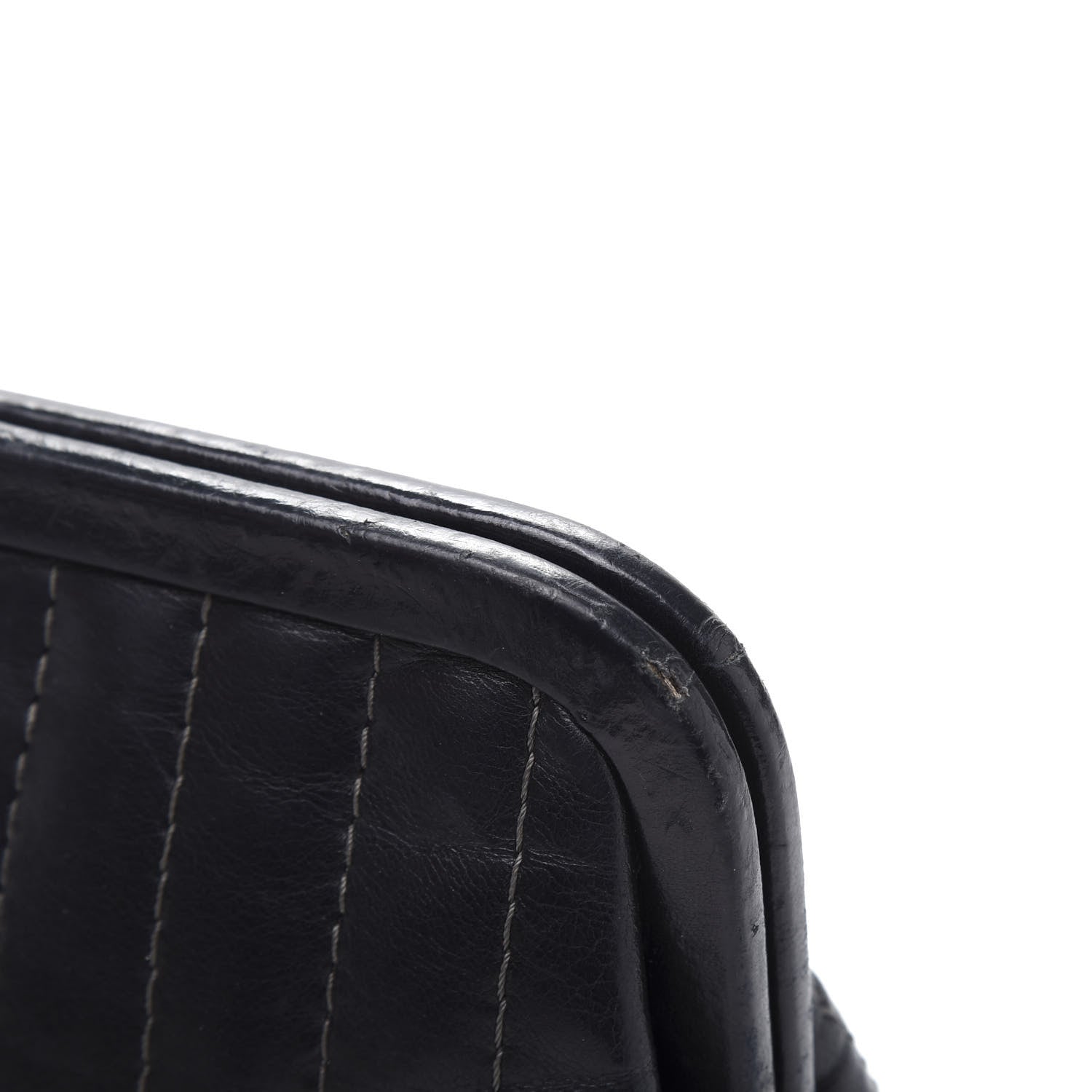 Chanel Lambskin Vertical Quilted Mademoiselle Clutch Black 10 of 10