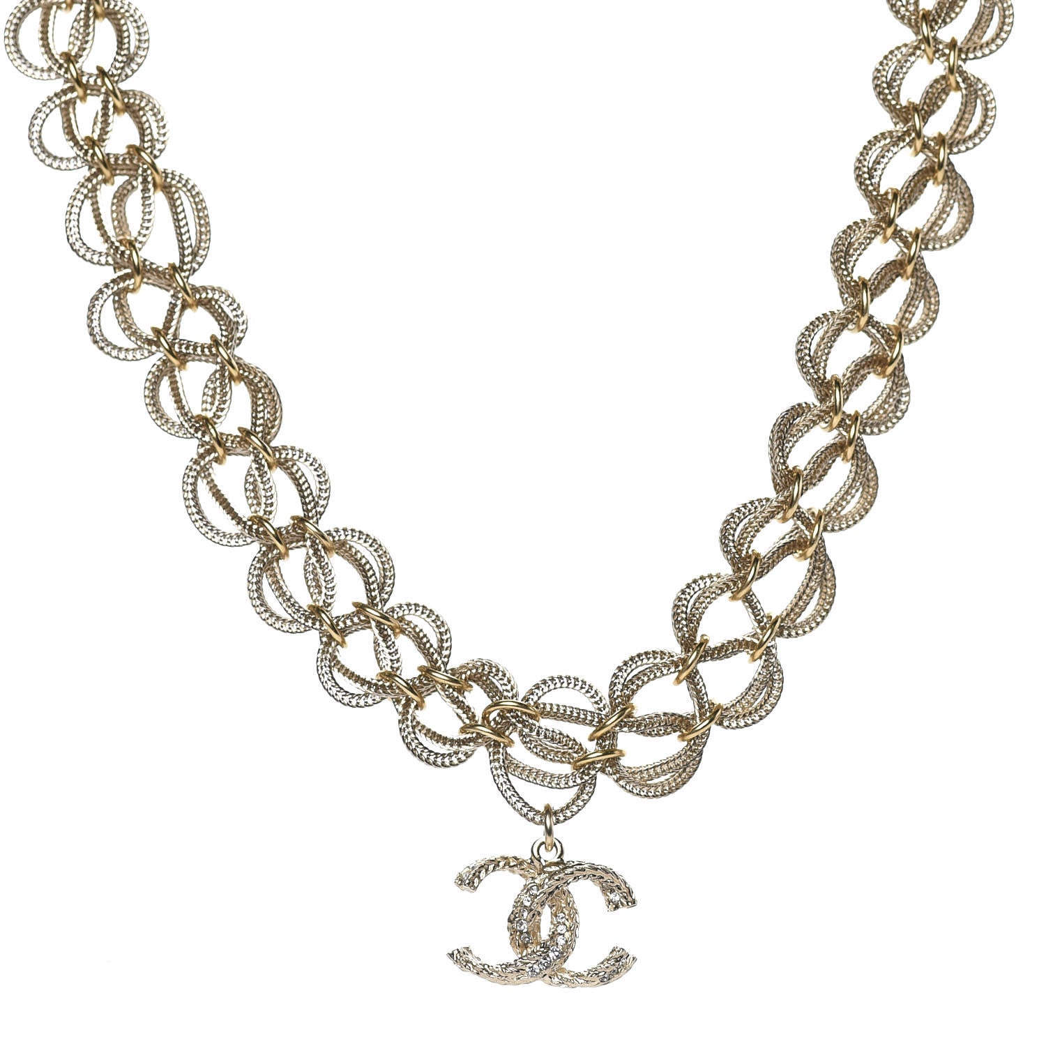 Chanel Chain Link CC Choker Necklace Gold 1 of 5