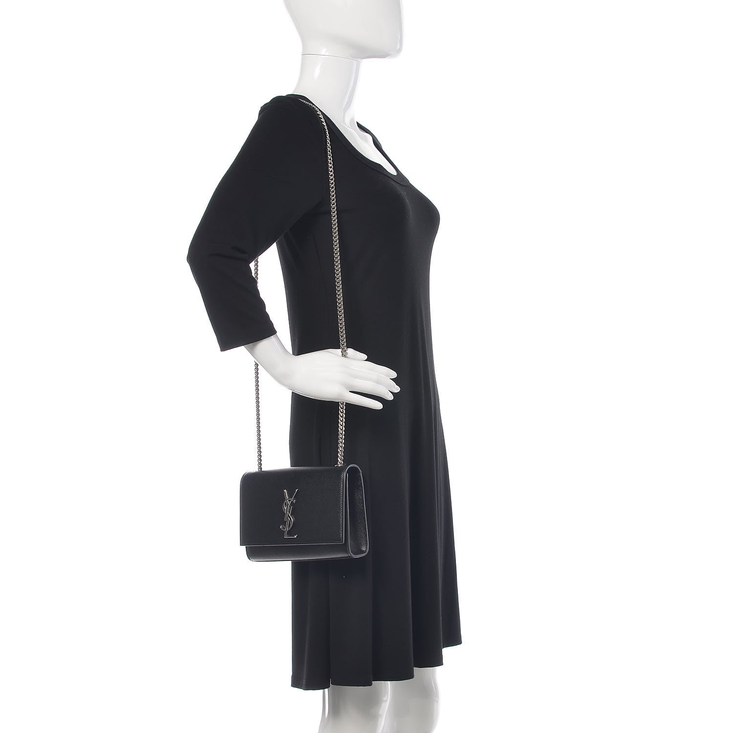 Saint Laurent Grain De Poudre Small Monogram Kate Satchel Black 2 of 10
