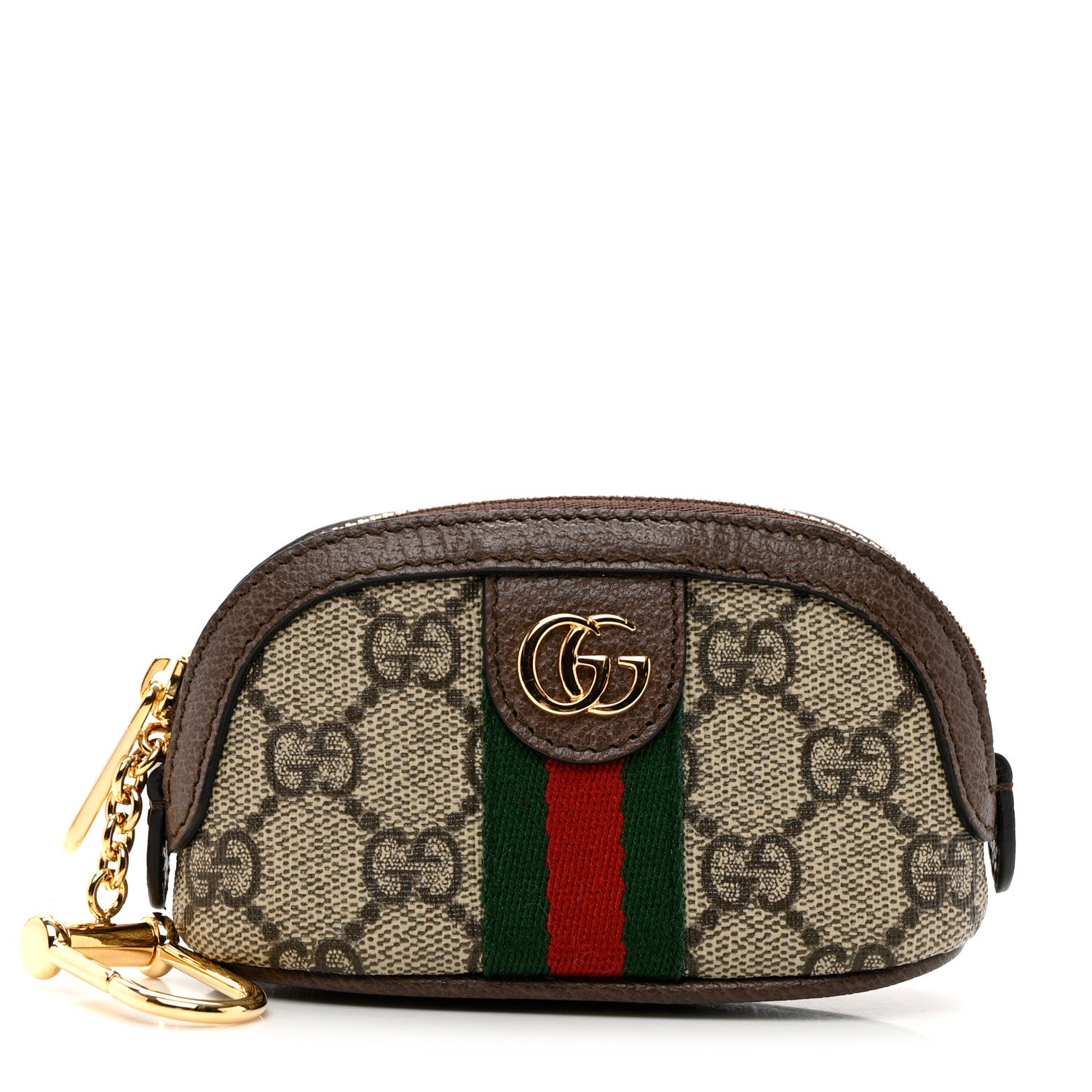 Gucci GG Supreme Monogram Web Ophidia Dome Key Pouch Beige New Acero 1 of 6