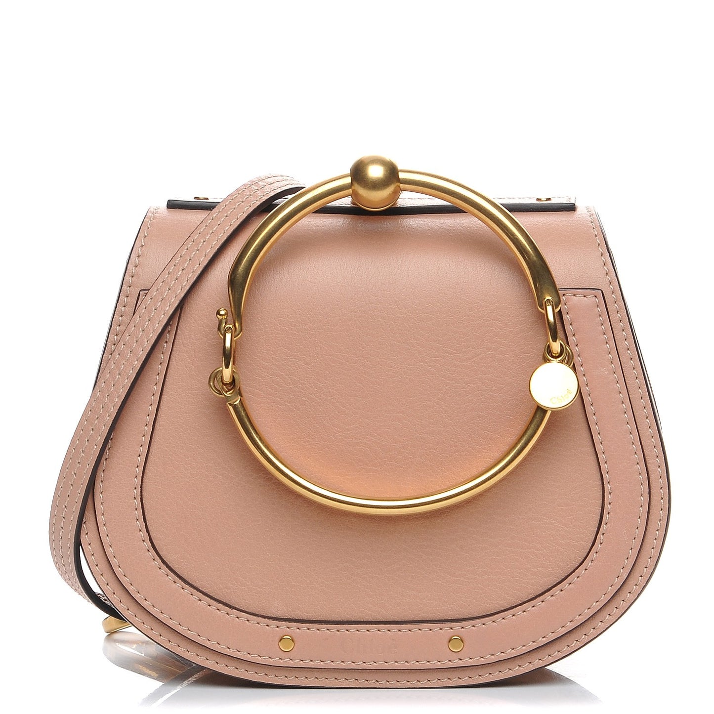 Calfskin Suede Small Nile Bracelet Bag Biscotti Beige