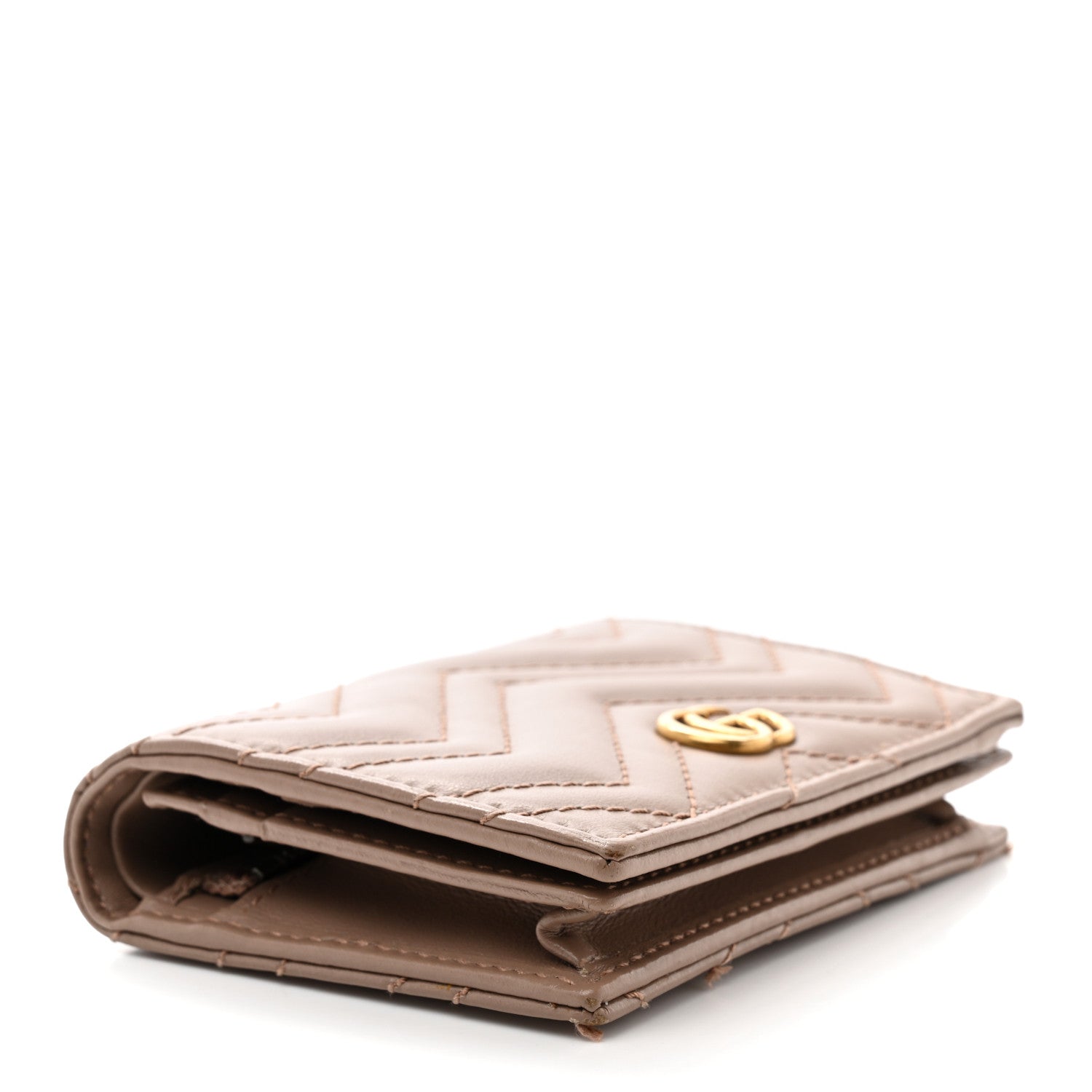 Gucci Calfskin Matelasse GG Marmont Card Case Wallet Porcelain Rose 4 of 10
