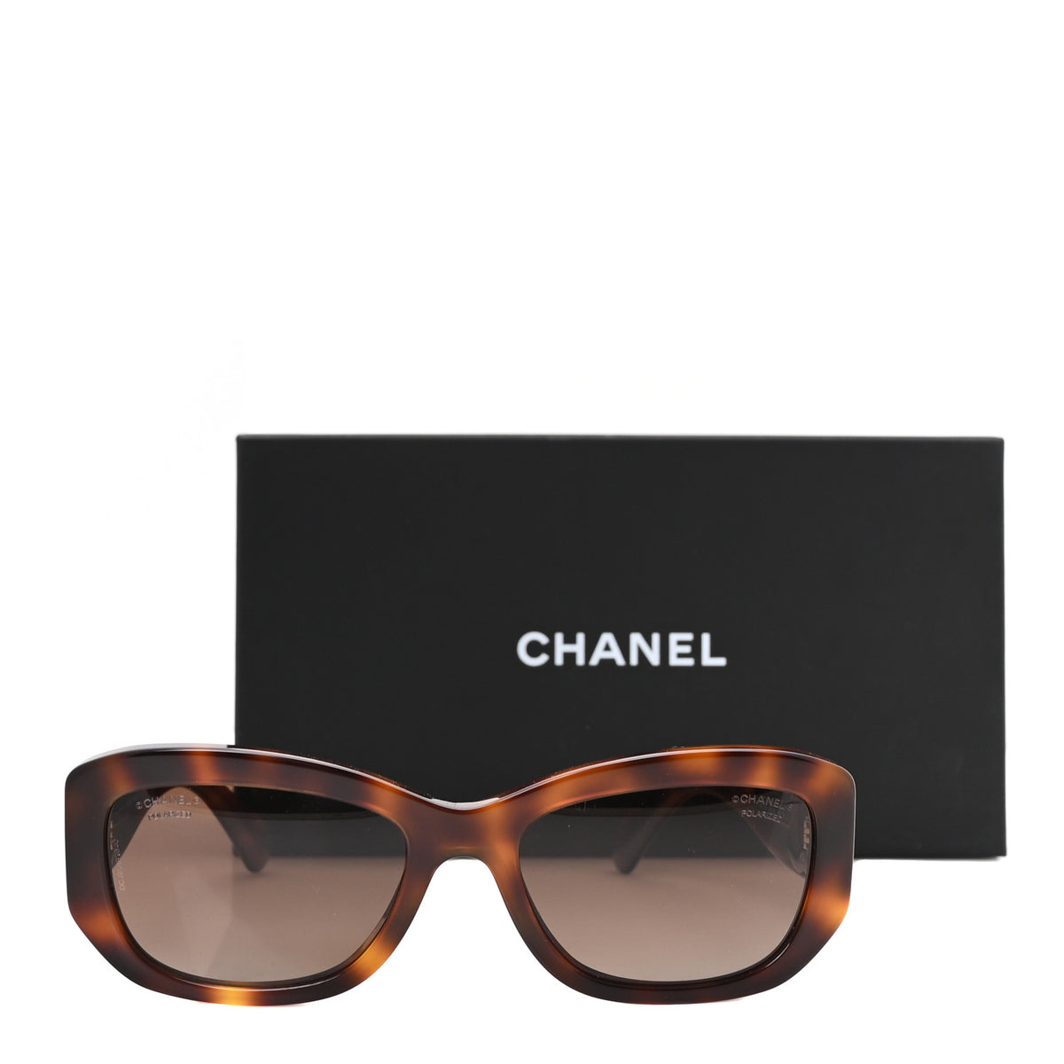 Chanel Acetate Polarized Rectangle Sunglasses 5493 Tortoise 7 of 8
