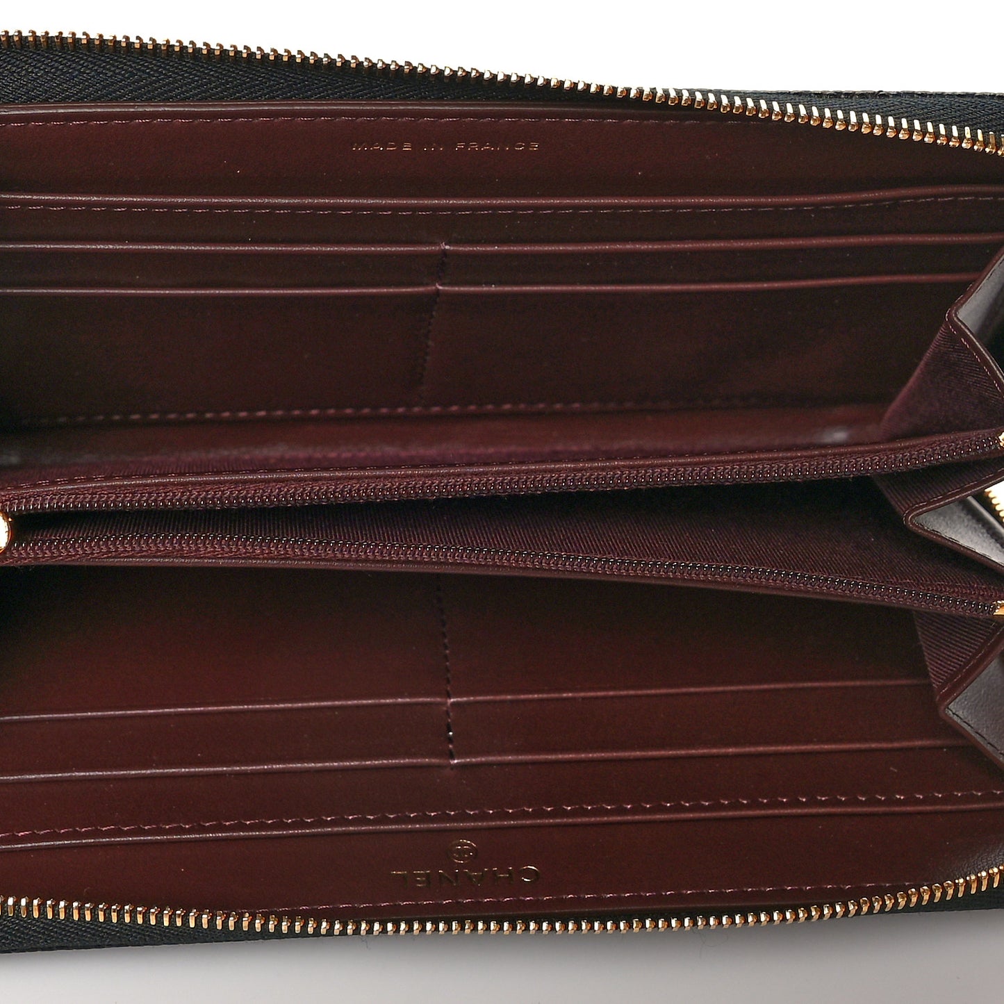 Caviar Quilted Large Gusset Zip Around Wallet Black