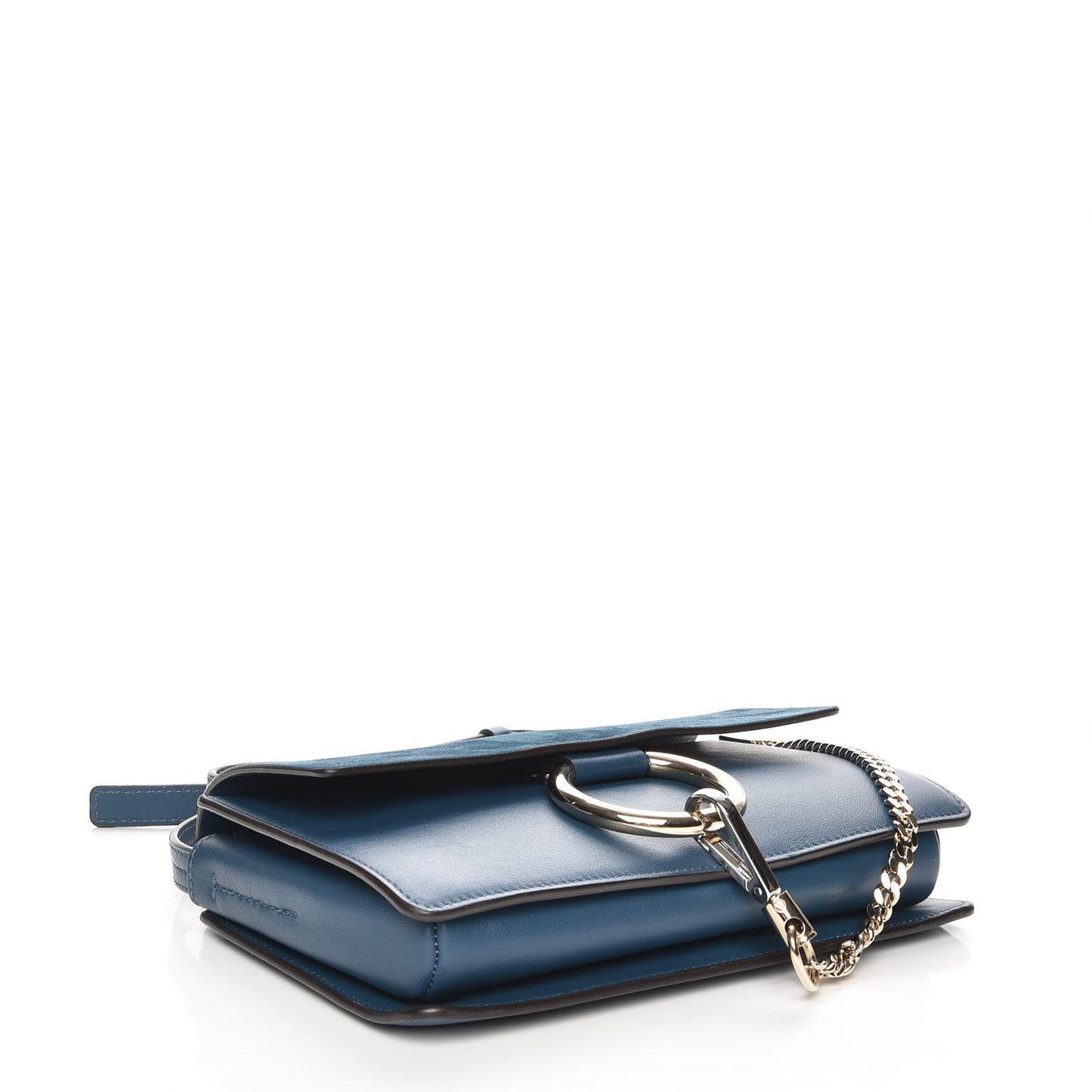 Suede Calfskin Small Faye Shoulder Bag Majolica Blue