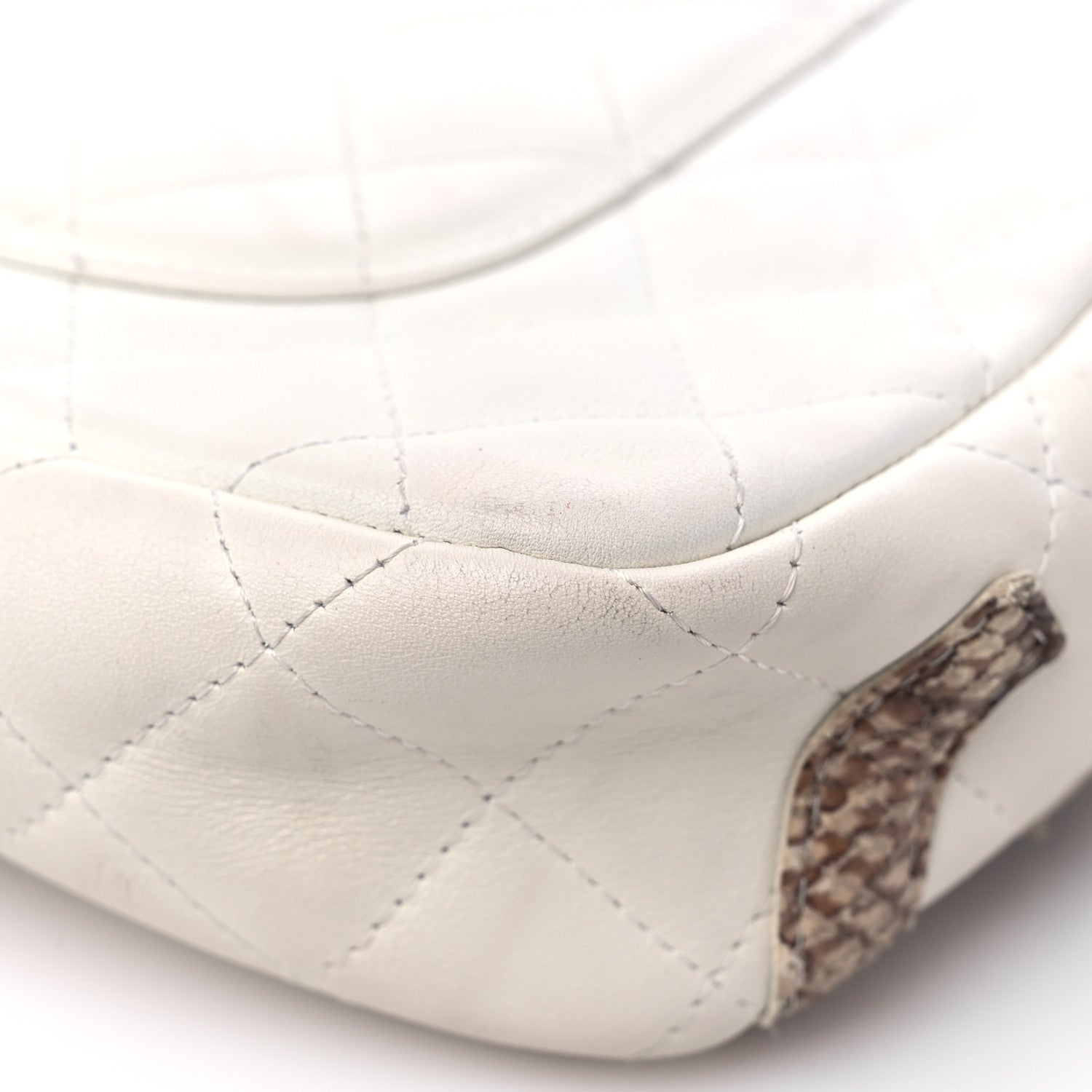 Chanel Calfskin Python Quilted Cambon Camera Case White 11 of 17