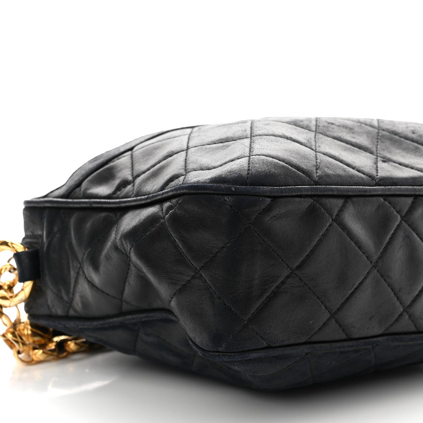 Lambskin Quilted Tassel Camera Case Black