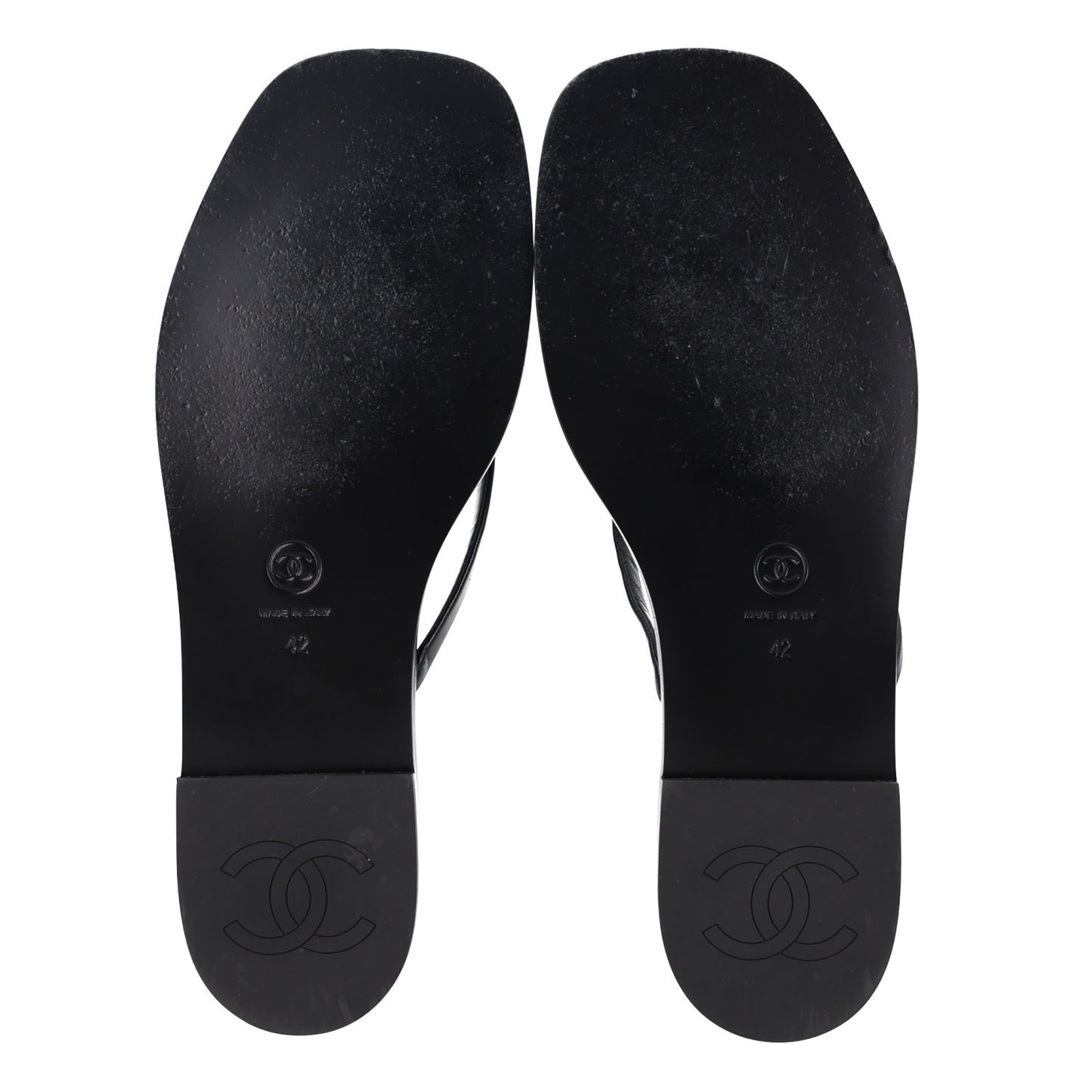 Goatskin CC Times Square Thong Sandals 42 Black
