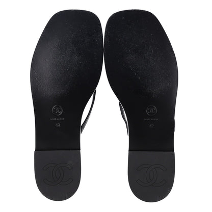 Chanel Goatskin CC Times Square Thong Sandals 42 Black 7 of 10