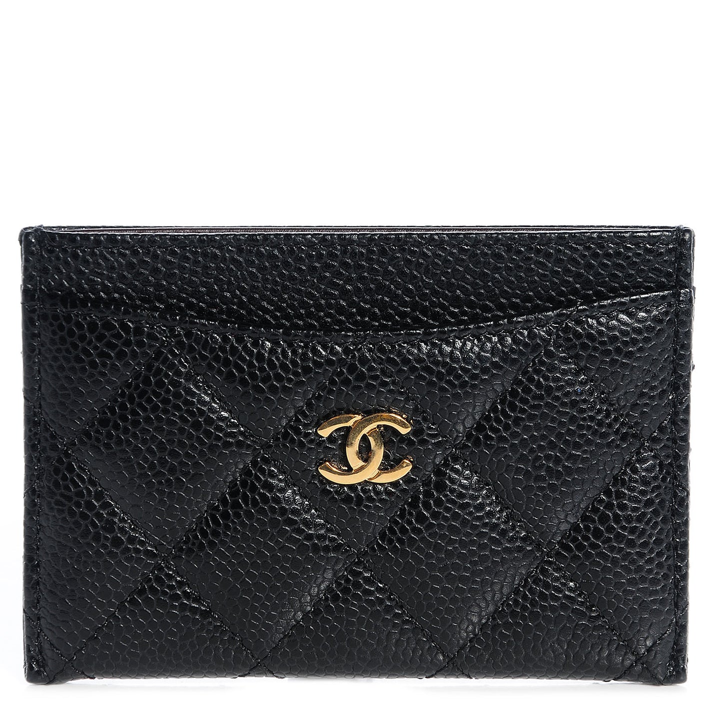 Caviar Quilted Card Holder Black