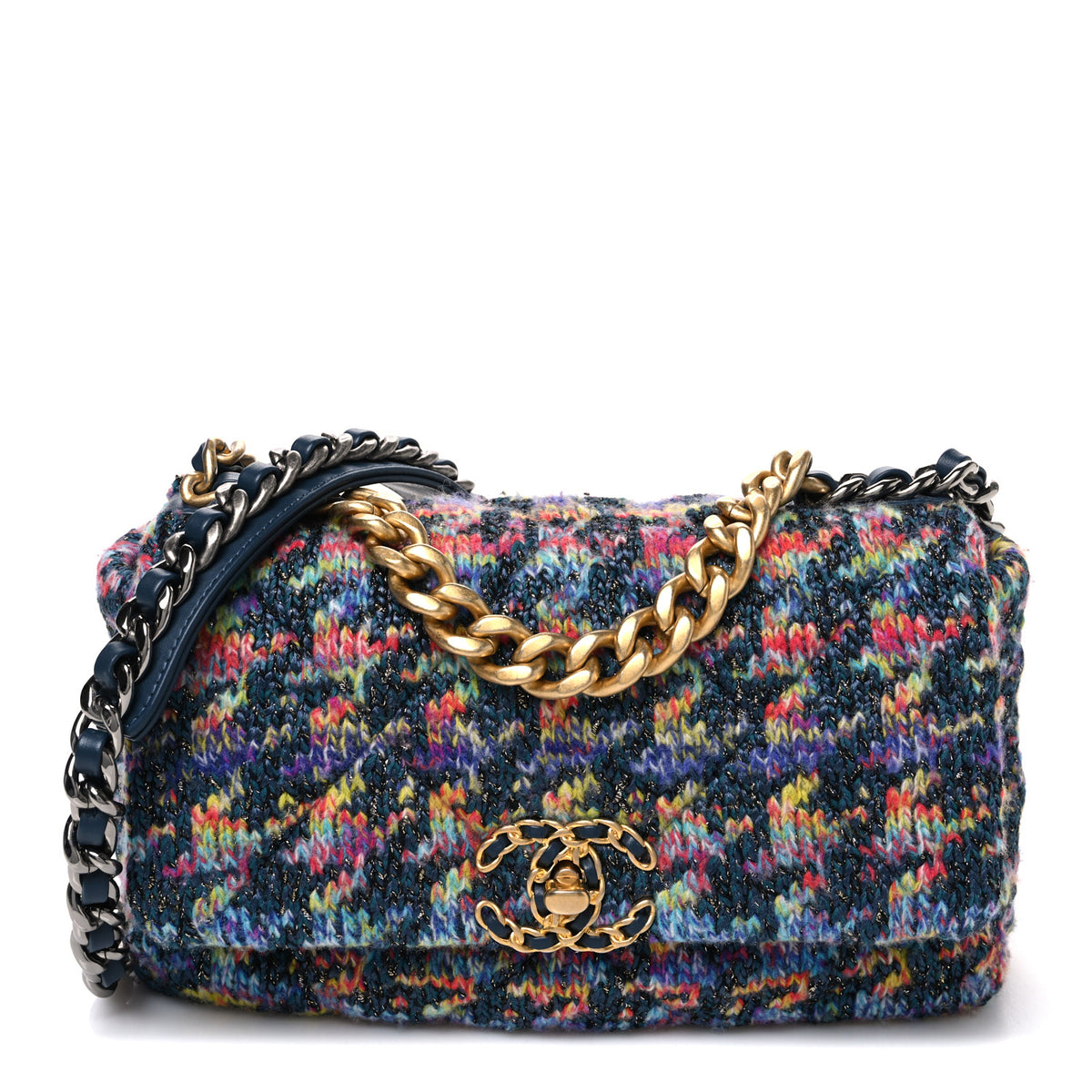 Chanel Tweed Quilted Medium Chanel 19 Flap Dark Multicolor 1 of 11