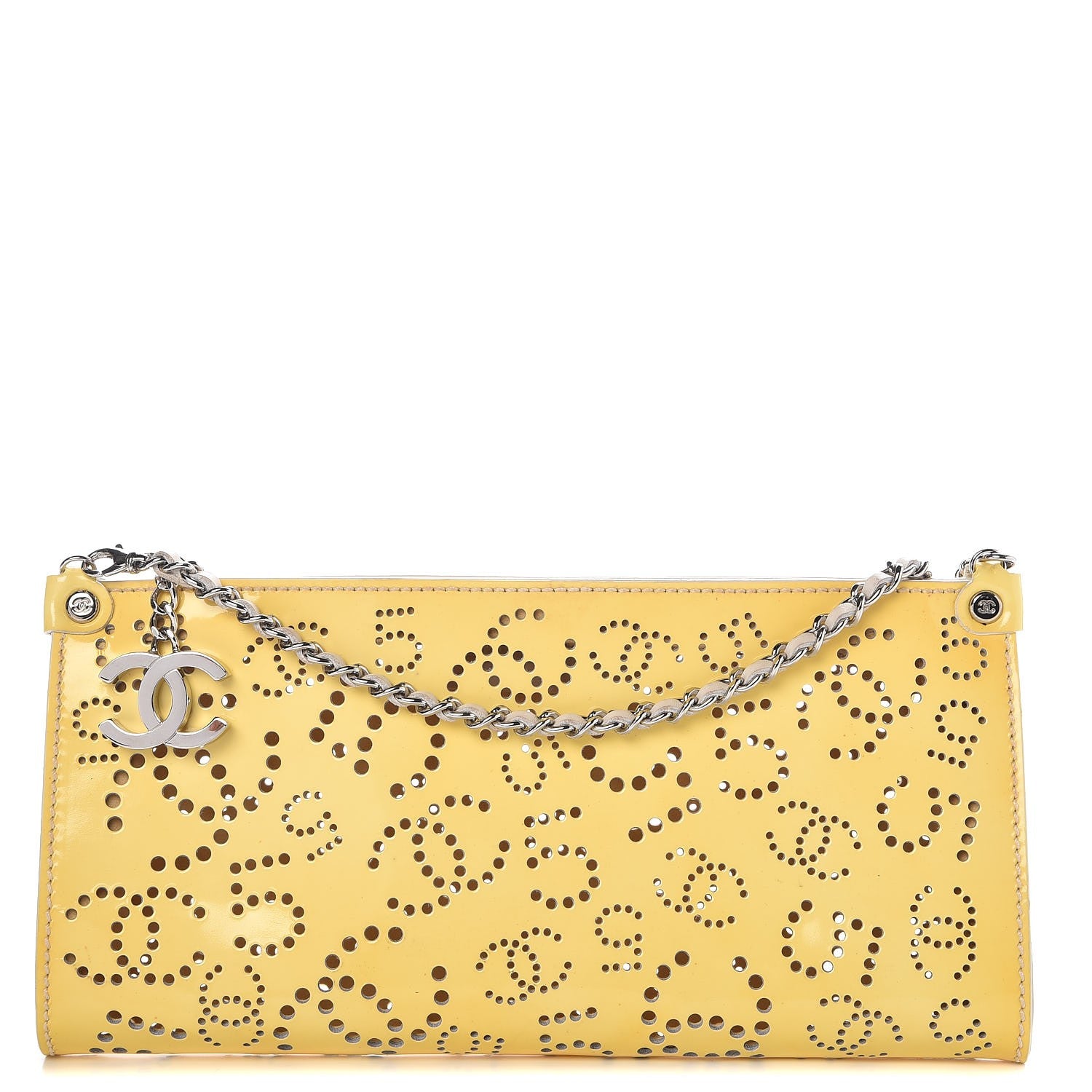 Chanel Patent Perforated CC N°5 Clutch Yellow 1 of 10