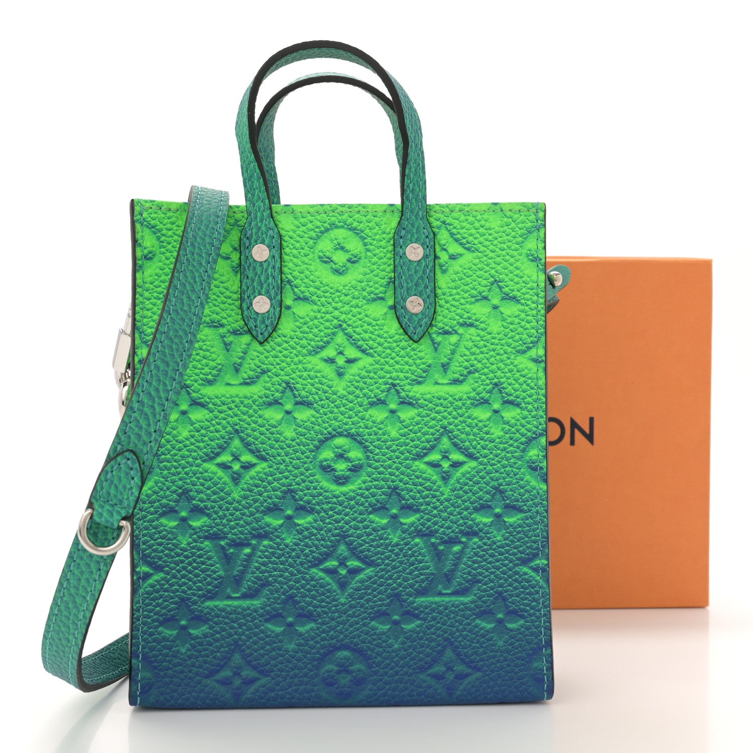 Louis Vuitton Taurillon Illusion Sac Plat XS Bleu Vert 10 of 10
