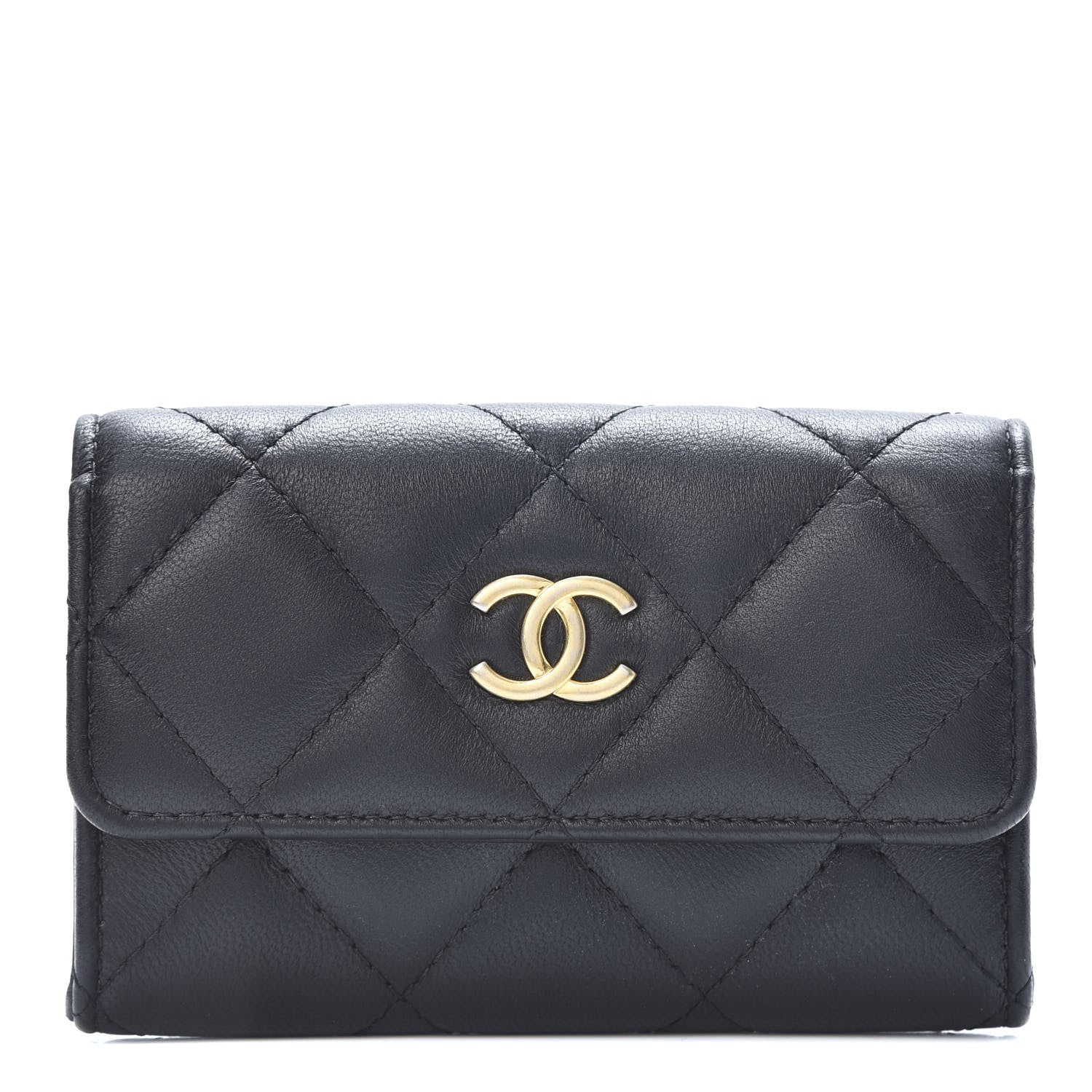 Chanel Lambskin Quilted Flap Card Holder Black 1 of 11