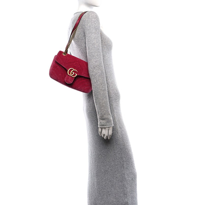 Gucci Velvet Matelasse Small GG Marmont Shoulder Bag Light Raspberry Rose 2 of 10
