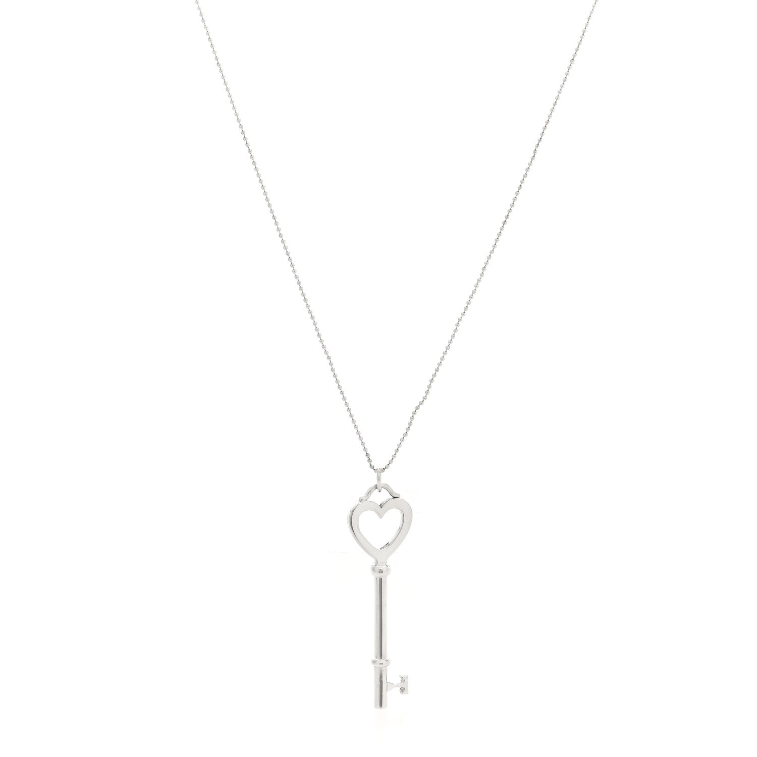 Tiffany Sterling Silver Small Heart Key Pendant Necklace 1 of 5