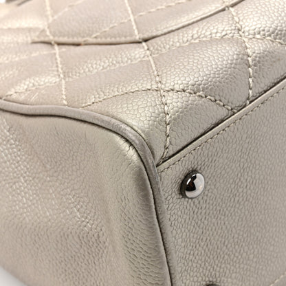 Chanel Metallic Caviar Quilted Timeless Bowler Silver 13 of 14