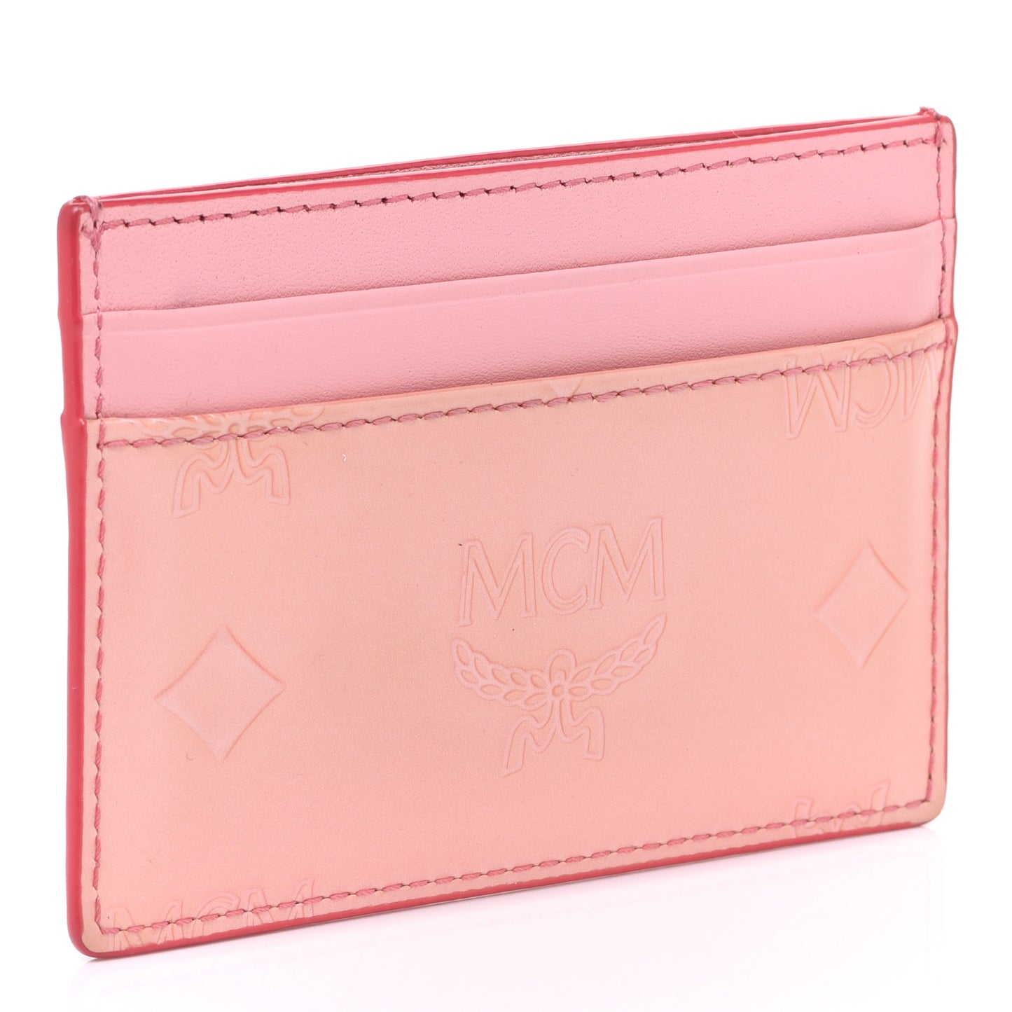 Patent Monogram Card Case Pink