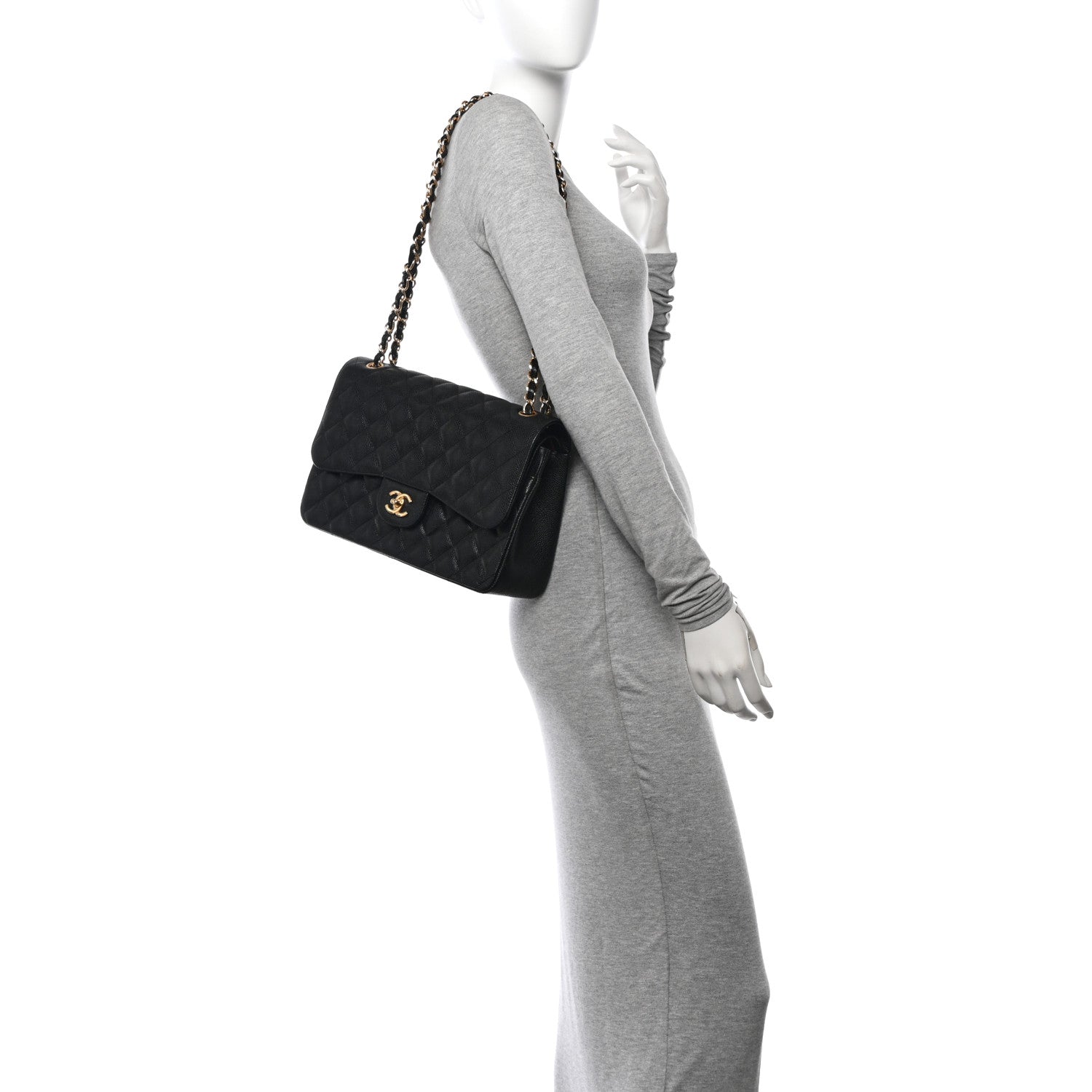 Chanel Caviar Quilted Jumbo Double Flap Black 2 of 12