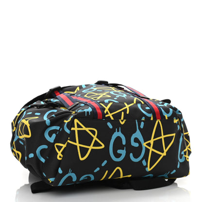Gucci Techno Canvas GucciGhost Double Buckle Backpack Black New Acquamarine 4 of 10