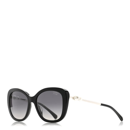 Chanel Acetate Polarized Butterfly Winter Pearl Sunglasses 5339-H Black 1 of 8