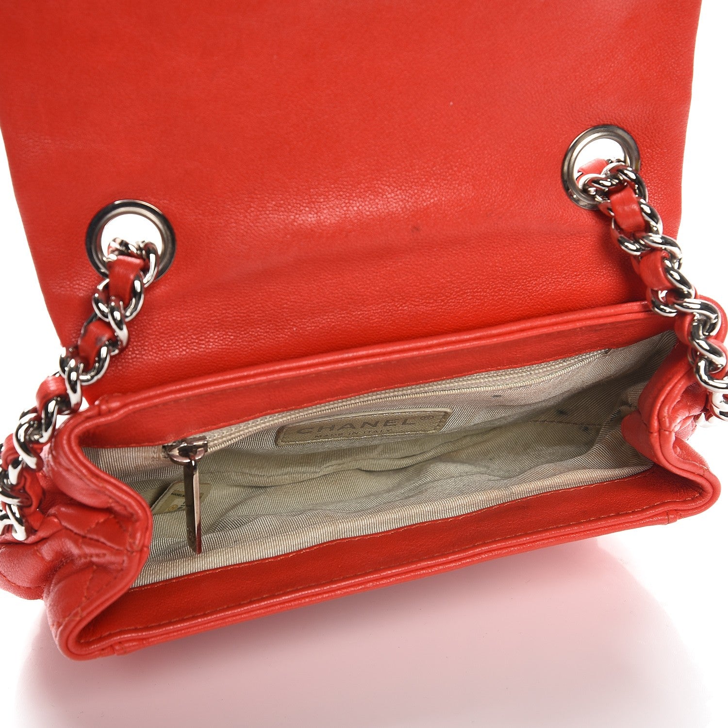 Chanel Washed Lambskin Mini Chain Around Messenger Red 5 of 10