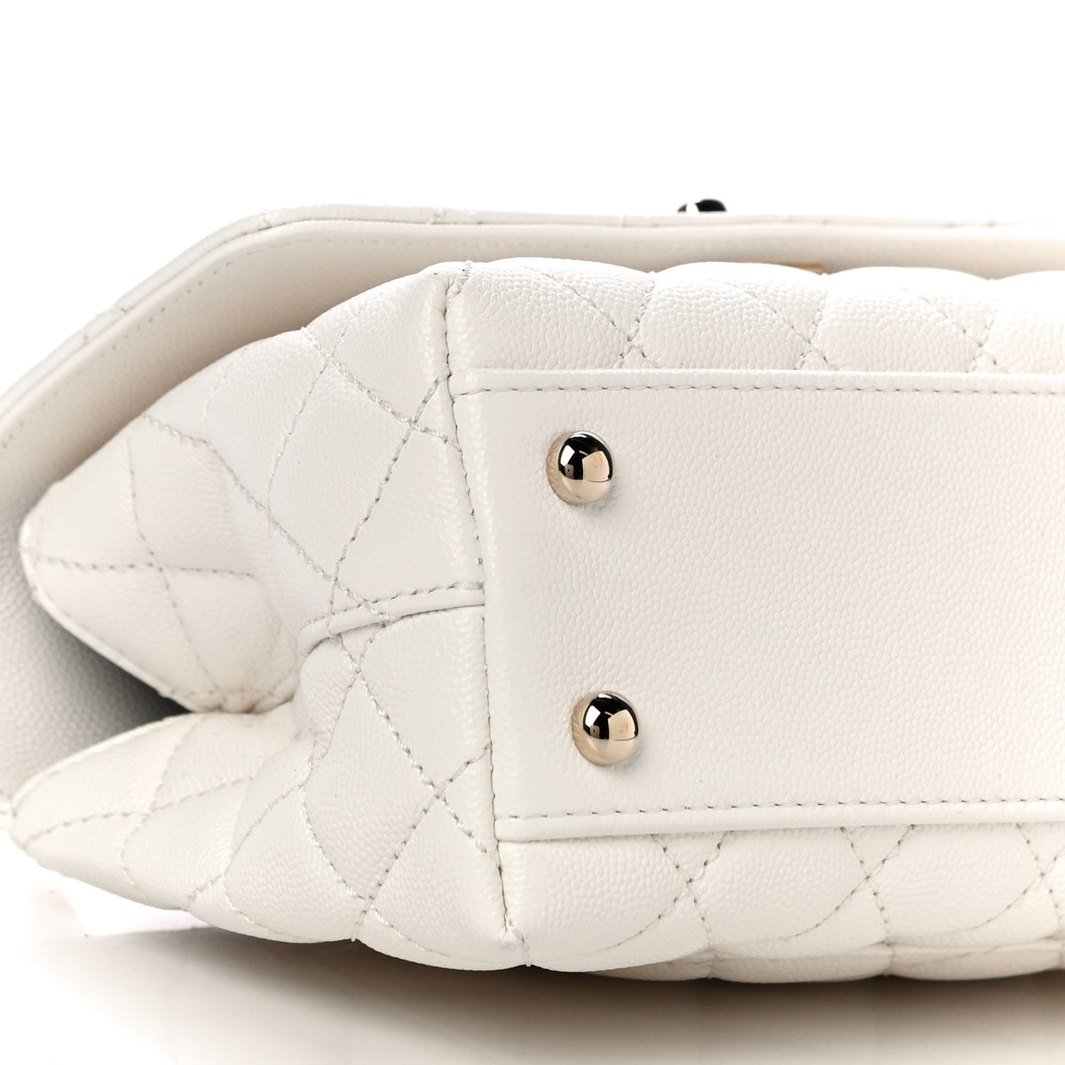 Caviar Quilted Mini Coco Handle Flap White