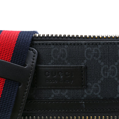 Gucci GG Supreme Monogram Web Small Flat Messenger Bag Black Grey 9 of 13