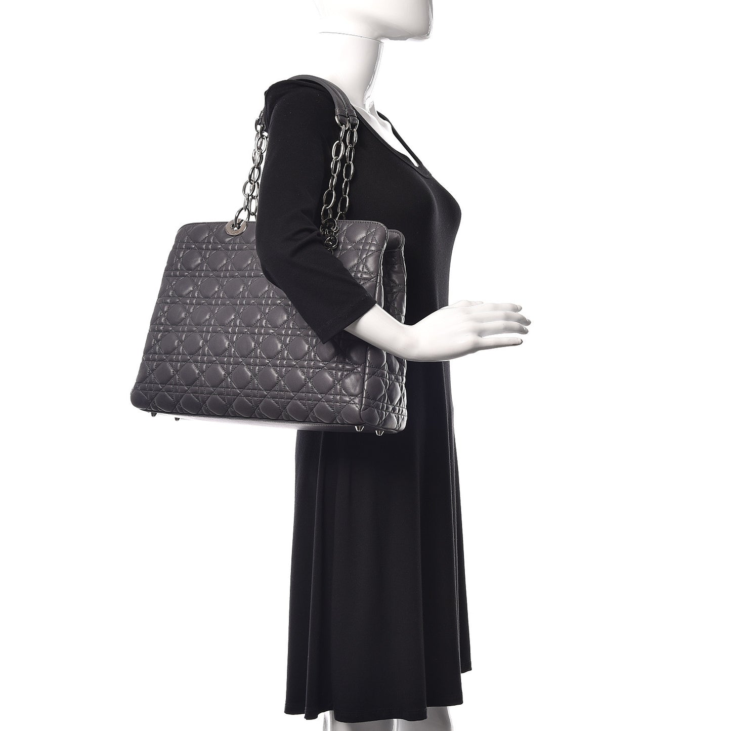Lambskin Cannage Large Dior Soft Shopping Tote Grey