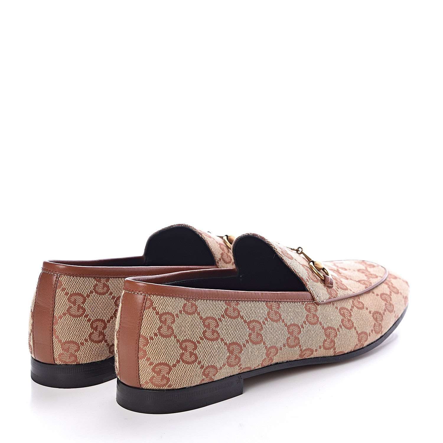 Gucci Canvas GG Monogram Horsebit Womens Jordaan Loafers 40 Beige Ruggine Rust 4 of 7