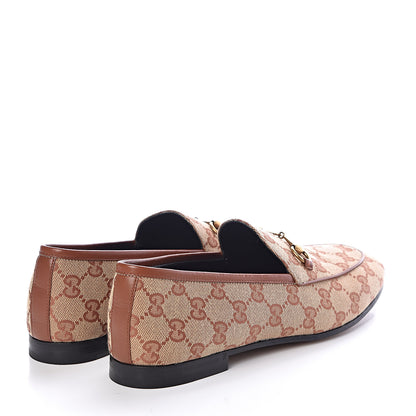 Gucci Canvas GG Monogram Horsebit Womens Jordaan Loafers 40 Beige Ruggine Rust 4 of 7