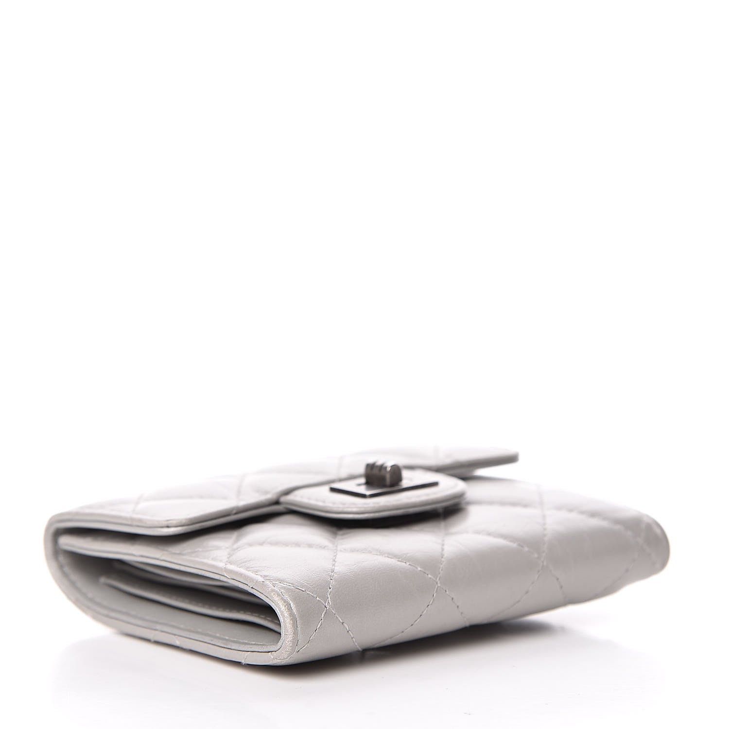 Chanel Aged Calfskin Quilted Reissue Compact Wallet Grey 4 of 13