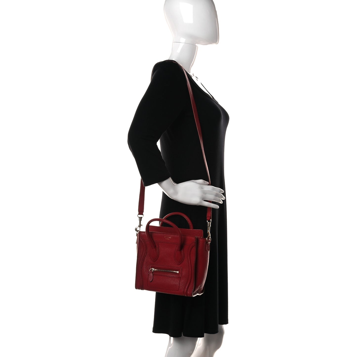 Drummed Calfskin Nano Luggage Red