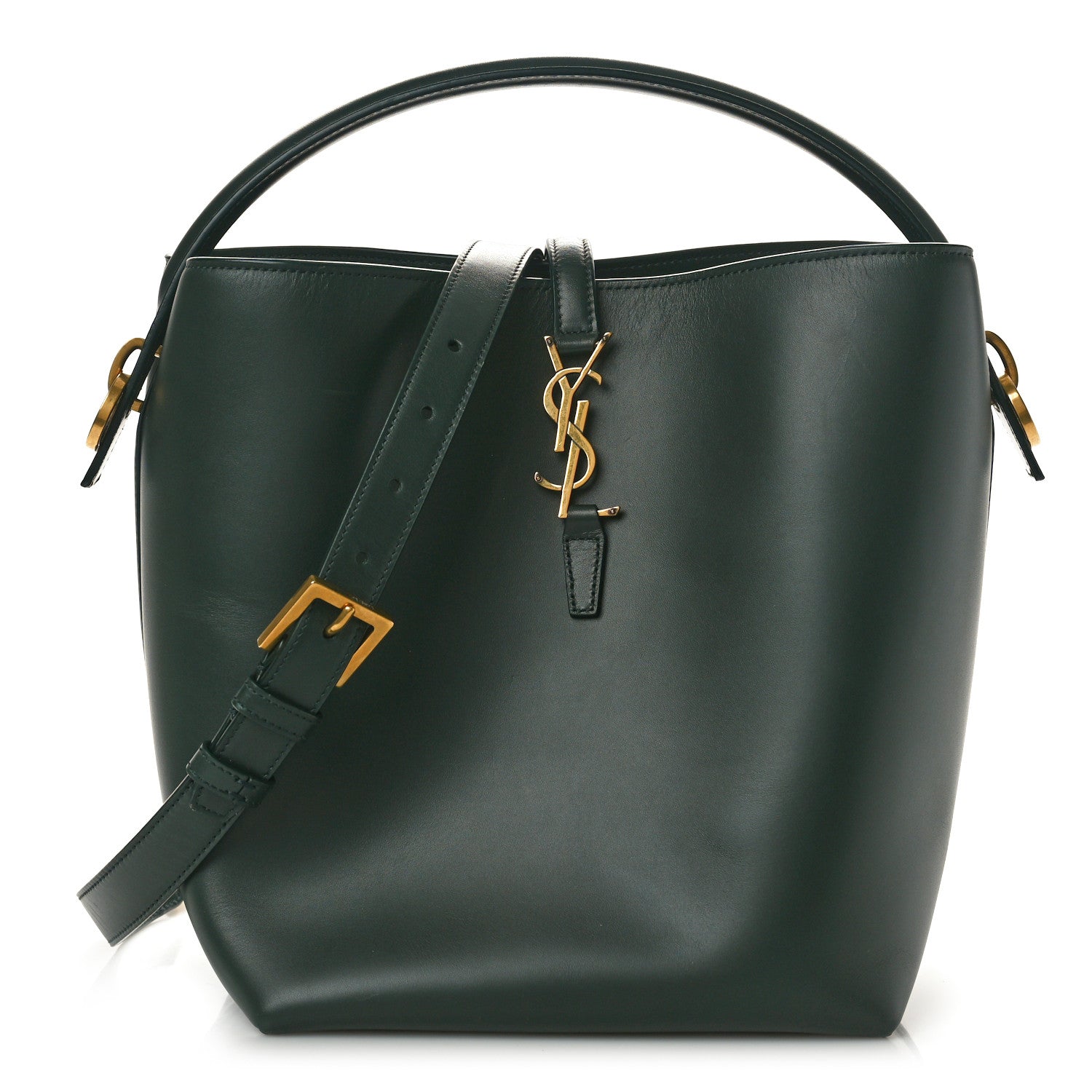 Saint Laurent Shiny Calfskin Le 37 Bucket Bag Vert Fonce 1 of 11