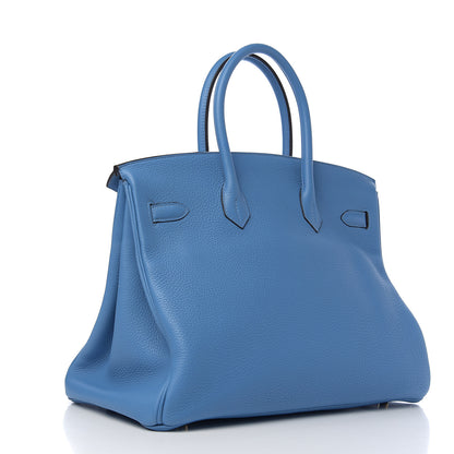 Hermes Taurillon Clemence Birkin 35 Bleu Paradis 2 of 9