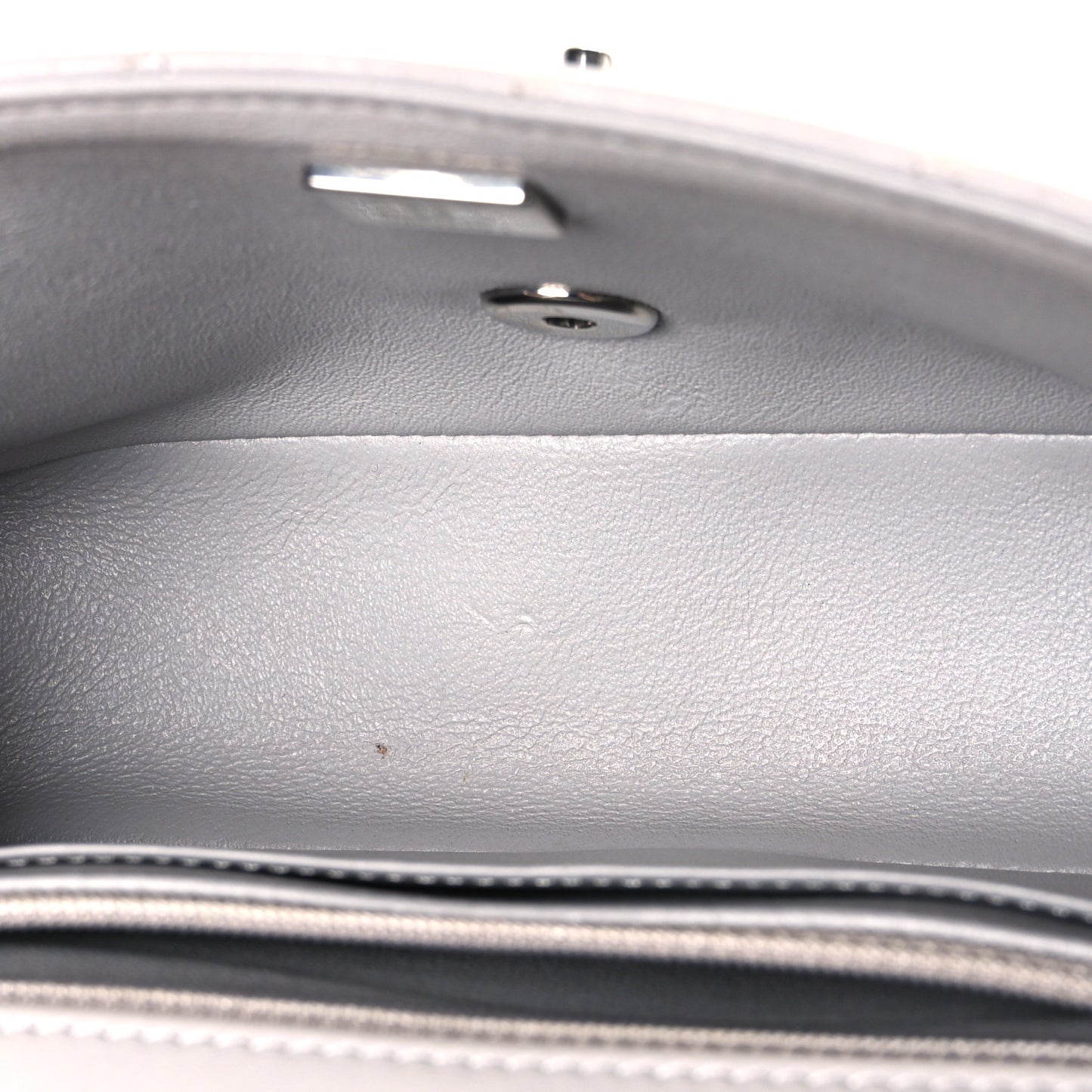 Lambskin Quilted Mini Rectangular Flap Grey