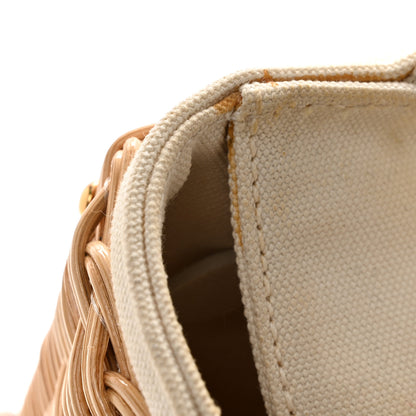 Prada Canvas Wicker Shoulder Bag White Tan 11 of 11