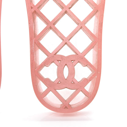 Chanel PVC Transparent CC Flat Slide Sandals 38 Pink 6 of 8