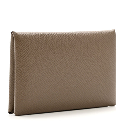 Hermes Epsom Calvi Card Case Etoupe 3 of 7