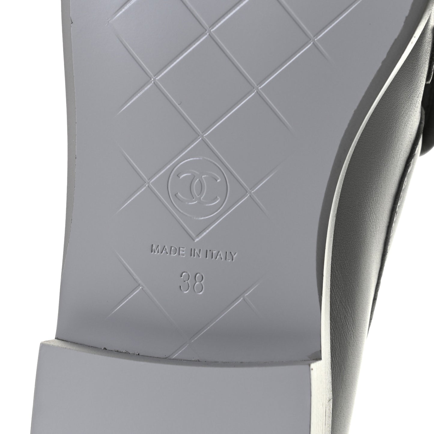 Lambskin Quilted CC Turnlock Loafers 38 Grey
