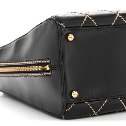 Chanel Calfskin Wild Stitch Vertical Top Handle Bag Black 9 of 16