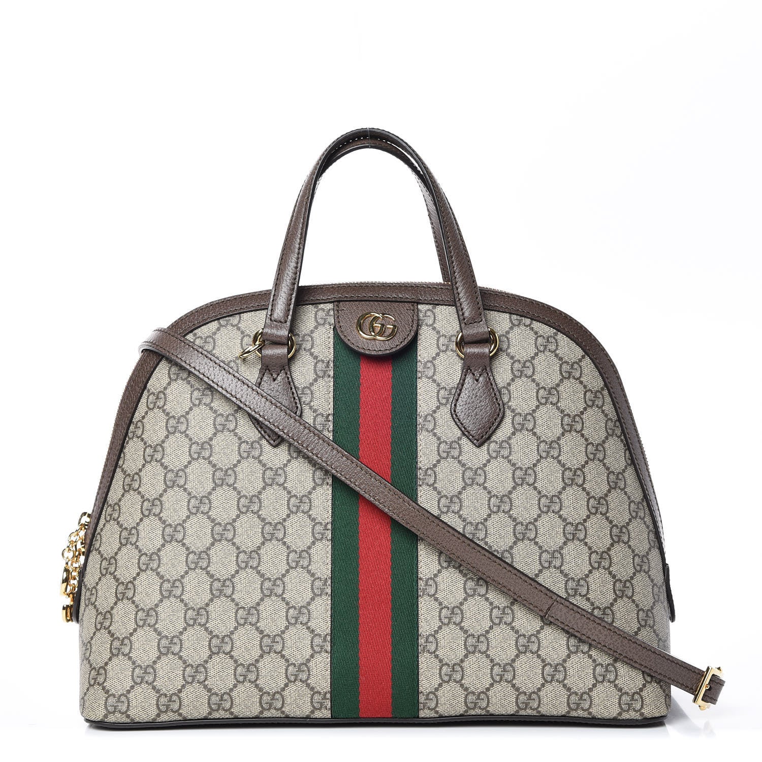 Gucci GG Supreme Monogram Web Medium Ophidia Top Handle Dome Bag Brown 1 of 10
