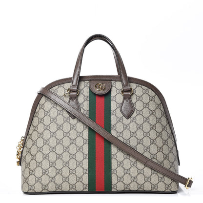 Gucci GG Supreme Monogram Web Medium Ophidia Top Handle Dome Bag Brown 1 of 10
