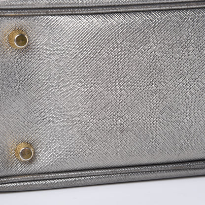 Prada Metallic Saffiano Lux Bowler Silver 10 of 23