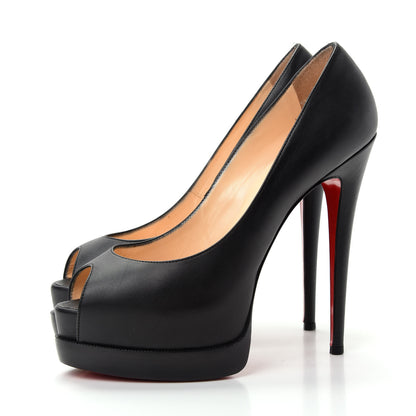 Christian Louboutin Calfskin Palais Royal Trepointe 140 Pumps 39.5 Black 3 of 10