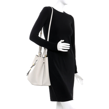 Prada Saffiano Cuir Medium Double Bag Talco Nero Black 2 of 12
