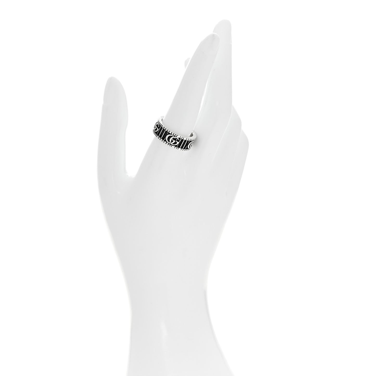 Sterling Silver Double G Band Ring 58 8.25