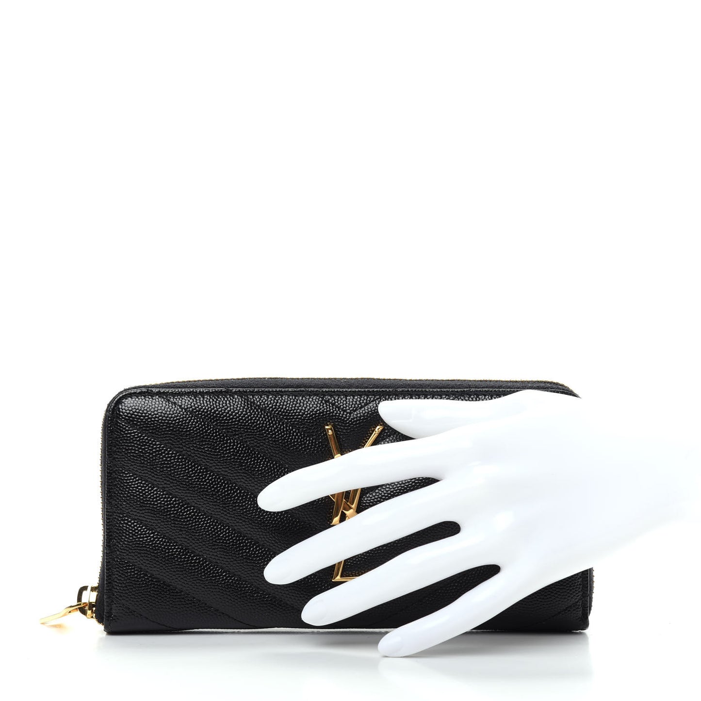 Grain De Poudre Matelasse Chevron Monogram Zip Around Wallet Black