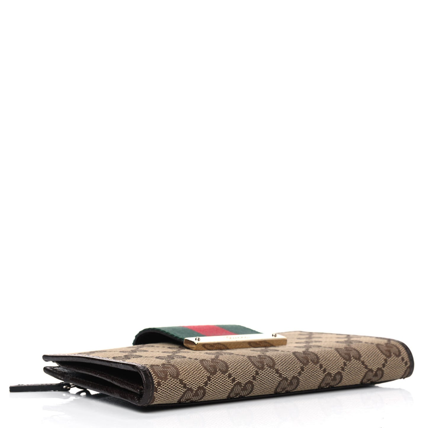 Monogram Calfskin Ladies Web Continental Wallet Beige Ebony Cocoa